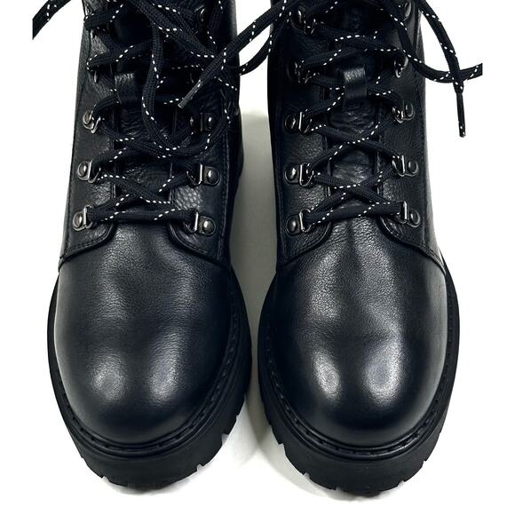 her by Anthony Veer Sophia Black Leather Combat Boots Womens Size 8.5 New $169 - Picture 3 of 13